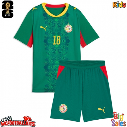 Senegal Ismaila Sarr #18 Replica Away Stadium Kit for Kids World Cup 2026 Short Sleeve (+ pants)